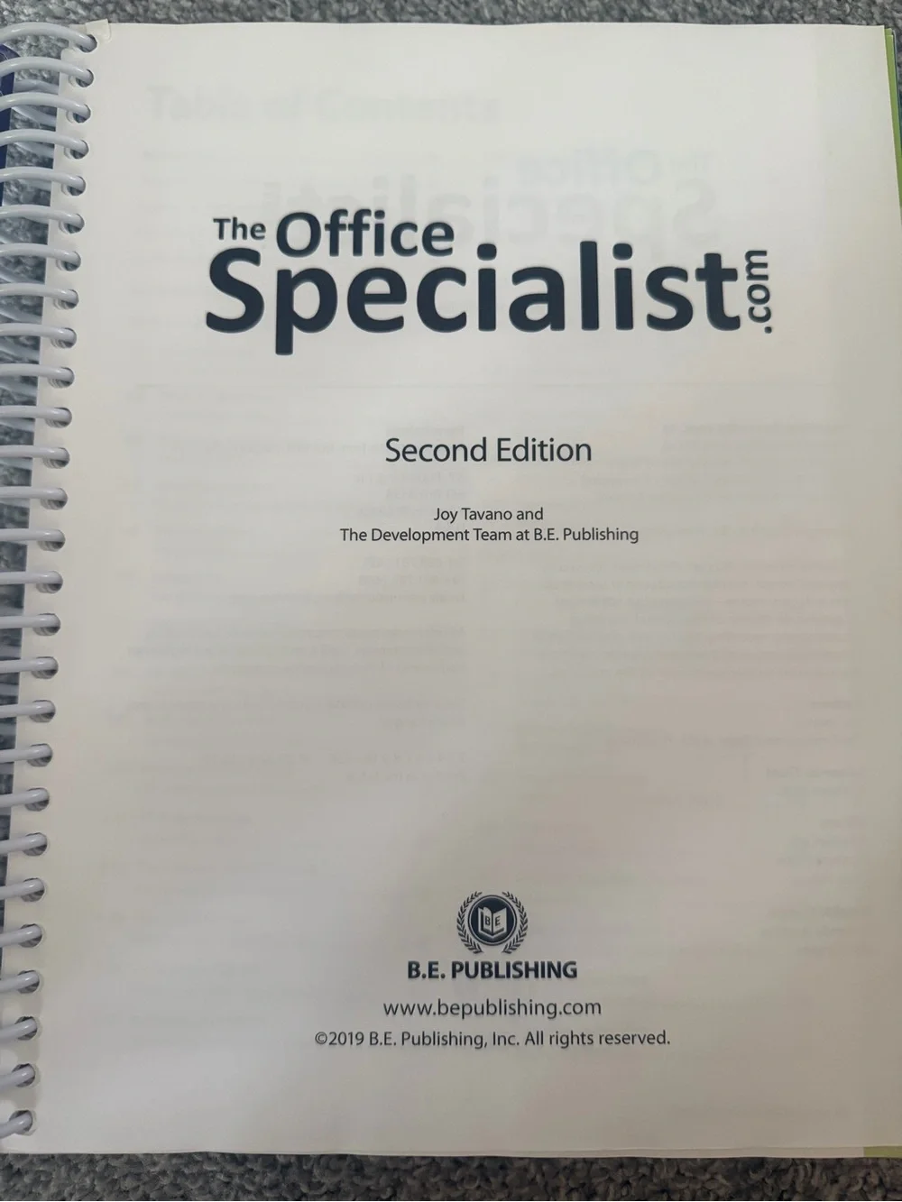 Microsoft The Office Specialist Workbook – Blue & Yellow Cover